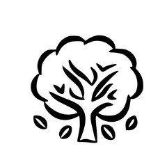 Tree nature doodle handdrawn black outline