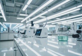 Obraz premium Modern digital medicine research facility featuring advanced laboratory equipment