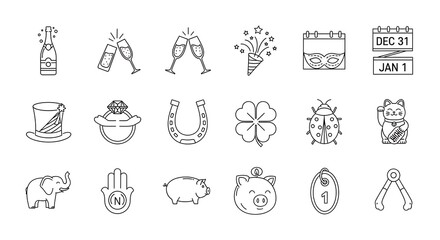 New Years Celebration Icons Collection.