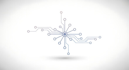 Abstract representation of a circuit board with interconnected nodes on a white background ai generated
