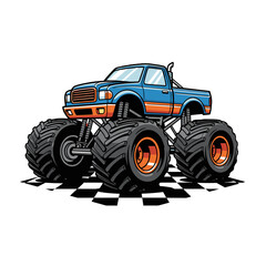 monster truck, big wheels truck, racing truck, offroad truck, blue orange truck, stunt truck, giant wheels, truck racing, powerful truck, extreme truck, monster truck show, mud truck, 4x4 truck, racin