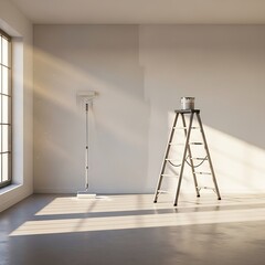 Empty Room Undergoing Painting Renovation.