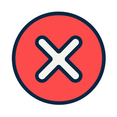 Obraz premium Bold Red Circular Icon Featuring a Prominent White 'X' Symbol, Universally Recognized as an Indicator for Operations such as Close, Cancel, Error, Delete, Remove, Incorrect, and Failure States across