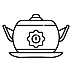 Obraz premium Elegant teapot outline icon illustration for tea and beverage designs