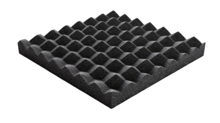 Acoustic foam panel soundproof material wedge texture noise reduction wall insulation audio studio recording equipment isolated on white background