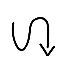 Curved arrow pointing down