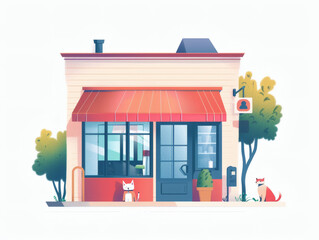 Veterinary clinic exterior illustration, AI generated
