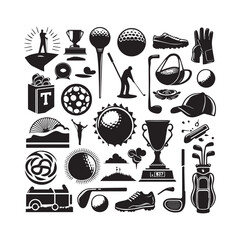 Diverse Golfing Imagery in a Square Collage with Trophies and Golfers golf ball golf club