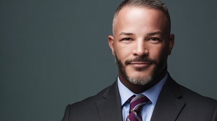 staff. Confident business professional in formal attire, exuding professionalism and approachability in a neutral setting. pitch deck slides.