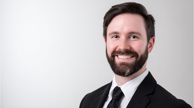 staff. Confident business professional in formal attire, exuding professionalism and approachability in a neutral setting. pitch deck slides.