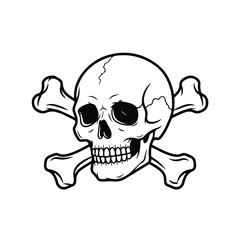 Fototapeta premium Skull and Crossbones Illustration Classic Symbol of Mortality and Danger in Monochrome
