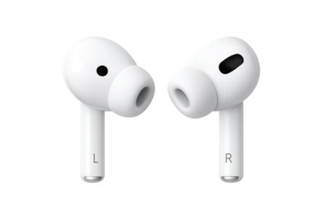 Wireless earbuds pair with transparent background