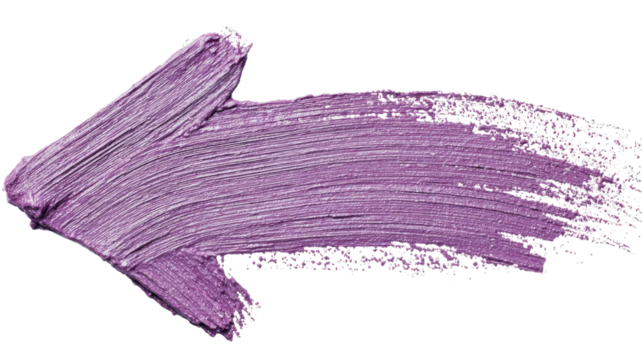 Lavender brush stroke arrow pointing direction painted artistic shape abstract design element illustration graphic texture isolated on white background
