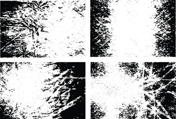 Grunge background rectangle texture effect set vector illustration perfect for urban design. transparent backdrop, rough brush stroke, empty space, distressed ink texture, overlay, scratch frame,