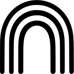 Solid black silhouette rainbow arch logo vector design icon white background illustration symbol character.