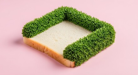 Surreal Bread Landscape with Grass Border