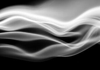 Obraz premium Dynamic Grayscale Abstract Flow: Wavy, Translucent Forms Creating Smooth Light and Shadow Patterns
