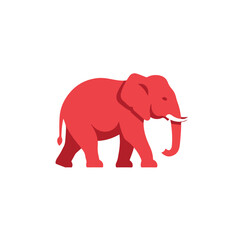 Obraz premium Flat, reddish-pink elephant graphic walks against a white background