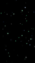 縦長サイズ 可愛らしく輝くキラキラ演出素材（水色・黄緑・青）黒背景