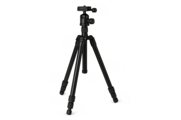 Black photography tripod with ball head providing stability