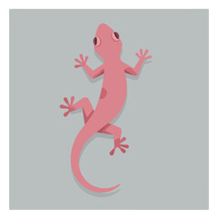 Obraz premium Stylized illustration of a pink gecko on a light gray background
