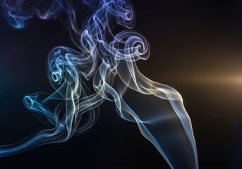 Mesmerizing colorful smoke patterns gracefully flowing and swirling against a subtle gradient background, creating an abstract and dynamic visual composition.
