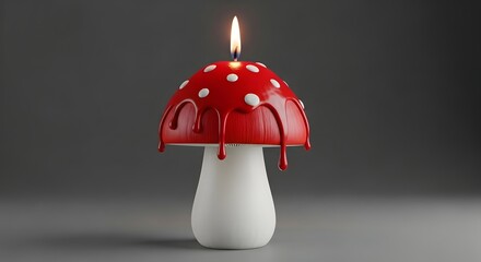 Melting Mushroom Candle with Burning Flame