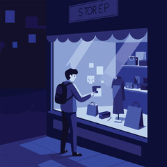 Obraz premium Man looks at 