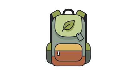 A stylized illustration of a green backpack with a leaf symbol, evoking eco-friendliness and outdoor adventure, perfect for travel and nature exploration themes