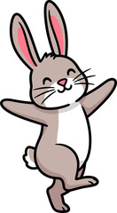 Obraz premium Easter bunny character standing with open arm. Cute happy rabbit for spring holiday celebration on transparent background.