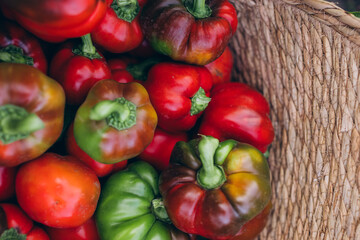 sweet red pepper in a basket
