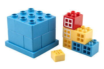 Naklejka premium Blue Plastic Building Block isolated on white background.