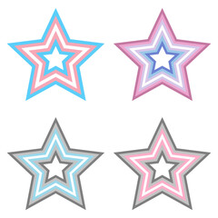 Obraz premium Concentric star shapes with LGBTQIA community flag colors.Vector illustration.