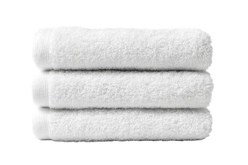 Three white bath towels stacked