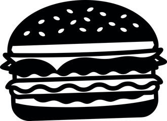 Hamburger vector illustration, Bun, meat, cheese, lettuce, tomato, fast food icon
