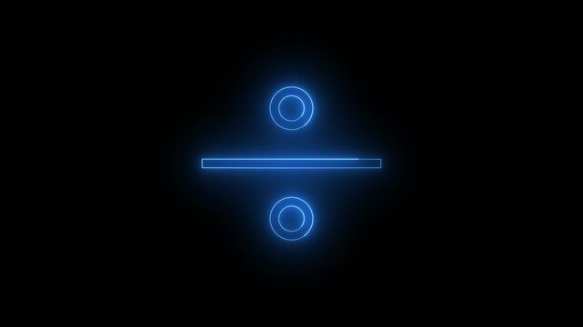 Glowing division symbol on a black background