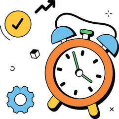 Alarm Clock with Gear – Time Management and Productivity Illustration