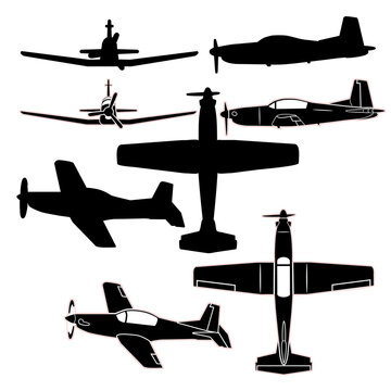 Training turboprop aircraft vector set 