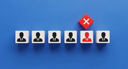 Selecting the perfect candidate stands out from the crowd with a clear rejection marker, symbolizing hiring decisions and team building.