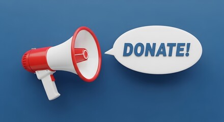 Hear the call to action with this classic megaphone announcing DONATE, perfect for fundraising campaigns and charity appeals.