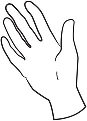 Contour Hand Illustration with Transparent Background Showing Palm Gesture Details