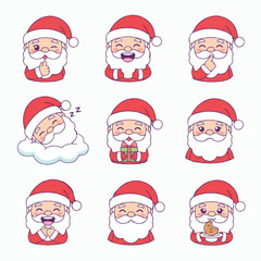 set of collection cute cartoon character santa claus christmas element