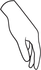 Outlined Hand Gesture Reaching Downward on Black Background
