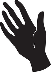 Black Silhouette of Open Hand on Transparent Background