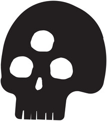 Black Skull Silhouette with Three Eye Sockets Against Transparent Background