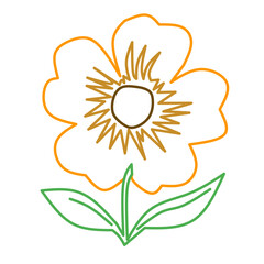 Outline Orange Yellow Flower Icon Vector