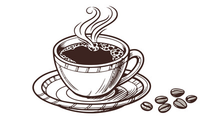 Modern Coffee Shop Logo Design with Cup and Beans
