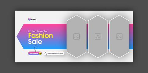 Discount fashion sale Facebook cover  web banner design template