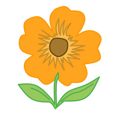 Flat Orange Yellow Flower Icon Vector