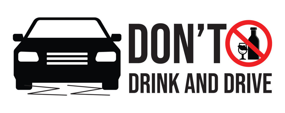 Don't drink and drive, poster and banner vector illustration. Prohibition symbol, Simple flat design. - Powered by Adobe